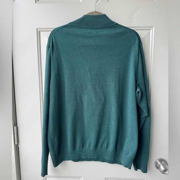 Vineyard Vines Men’s 1/4 Zip Pullover Mock Neck Sweater Forest Green Sz L Whale - Picture 4 of 4